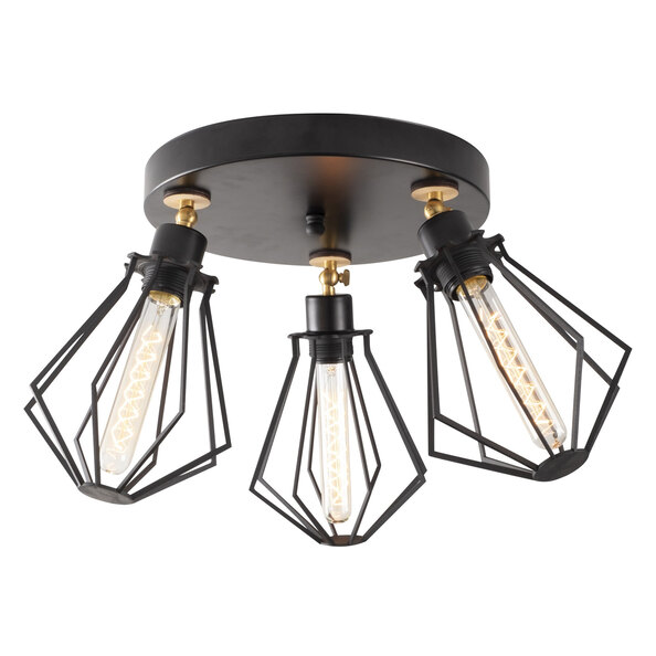Oylat 3 Light Metal Ceiling Light in Black