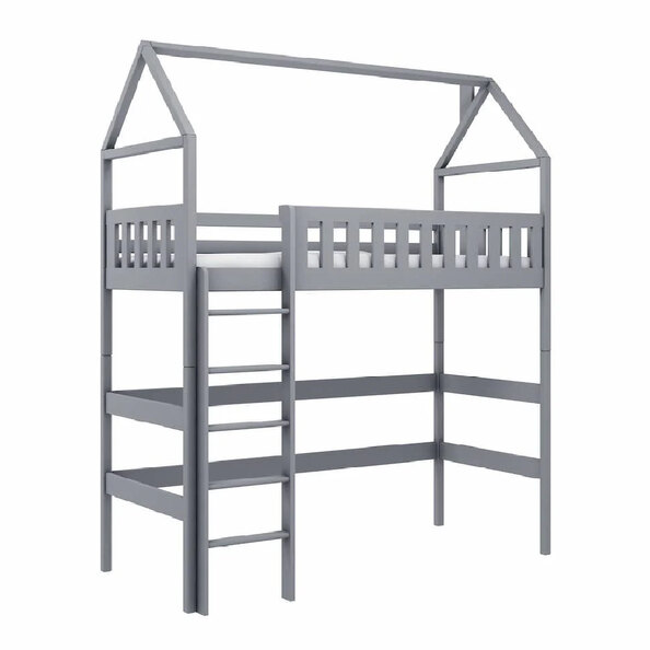 Ozark Wooden Bunk Bed With Bonnell Mattress And Ladders In Grey