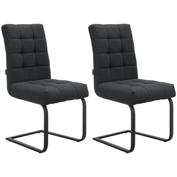 Ozmora Black Fabric Dining Chairs in Pair