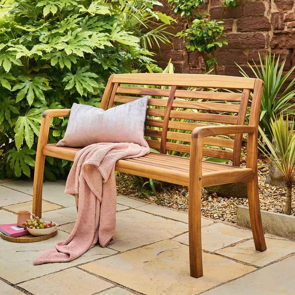 Ozone Outdoor Wooden 2 Seater Bench in Natural