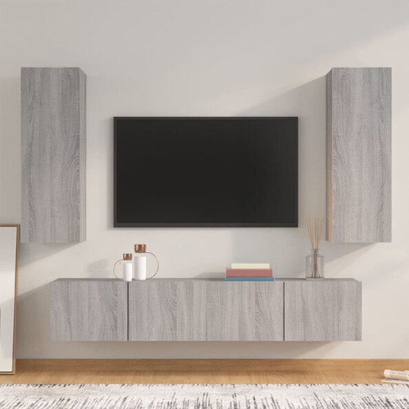 Paidi Wooden Living Room Furniture Set In Grey Sonoma Oak