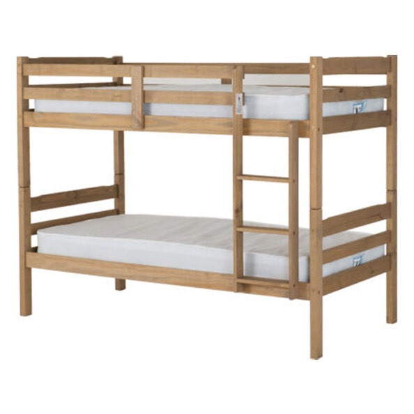 Pavia Wooden Bunk Bed With Ladder In Natural Wax
