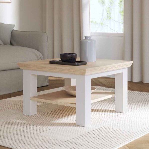 Parenzo Square Wooden Coffee Table in Wolfram Grey and Mauvella Oak