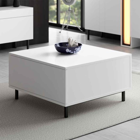 Paris Sqaure Wooden Coffee Table in White