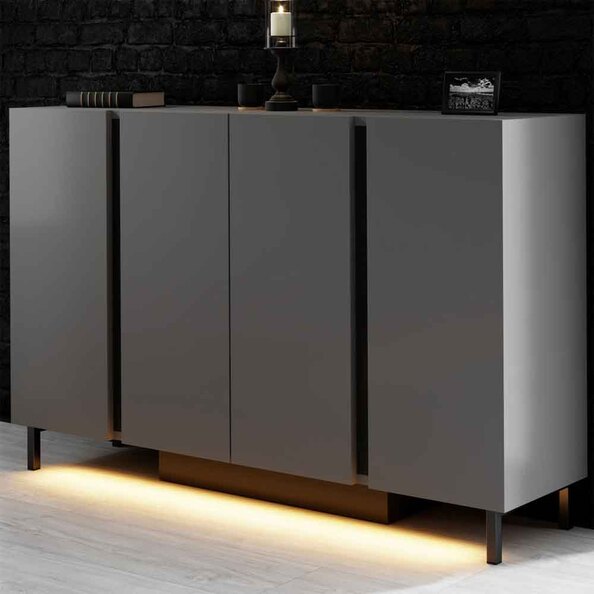 Paris Wooden LED Sideboard with 4 Doors in Anthracite
