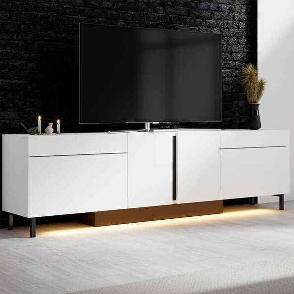 Paris Wooden LED TV Stand with 4 Doors in White