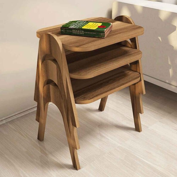 Paris Wooden Nesting Side Tables in Walnut