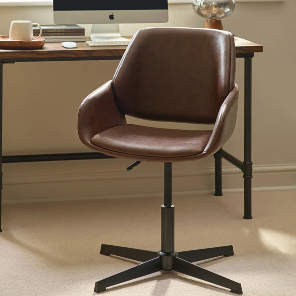 Parkerfield Faux Leather Home and Office Chair in Brown