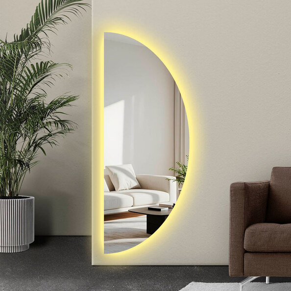 Parklane Glass Half Wall Mirror in Clear and LED