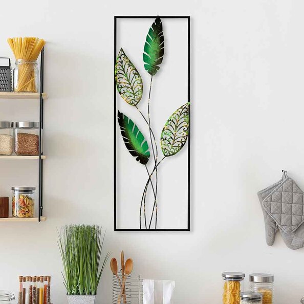 Parklane Metal Aurelian Leaf Wall Art in Gold and Green