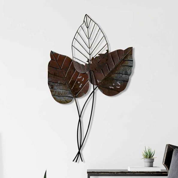 Parklane Metal Gilded Leaf Wall Art in Brown