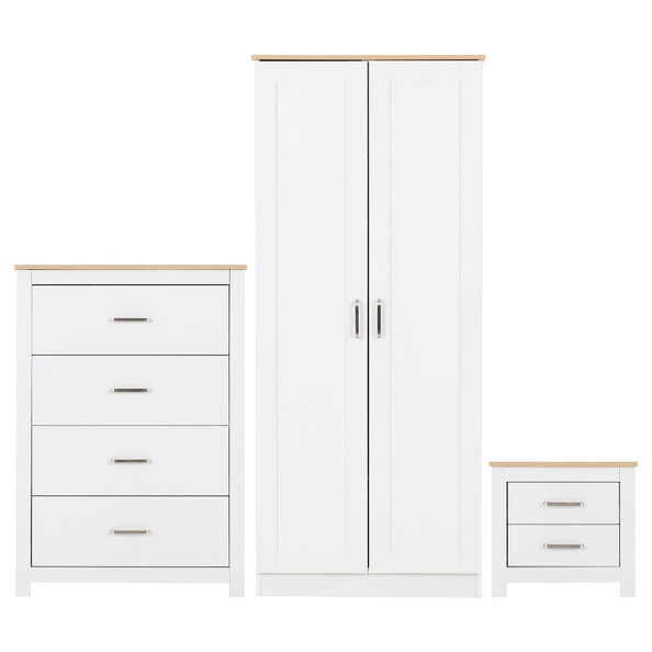 Parnu Wooden Bedroom Furniture Set With 2 Doors In White And Oak