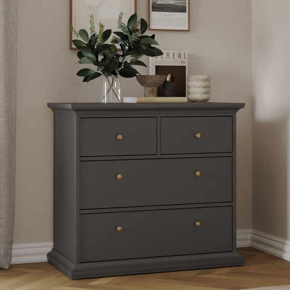 Paroya Wooden Chest Of 4 Drawers In Matt Grey