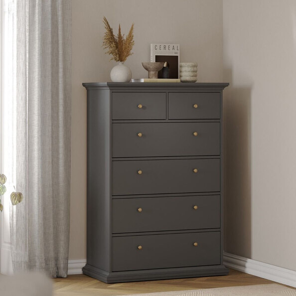 Paroya Wooden Chest Of 6 Drawers In Matt Grey