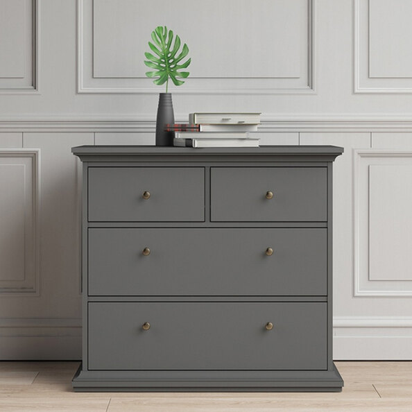 Paroya Wooden Chest Of 4 Drawers In Matt Grey