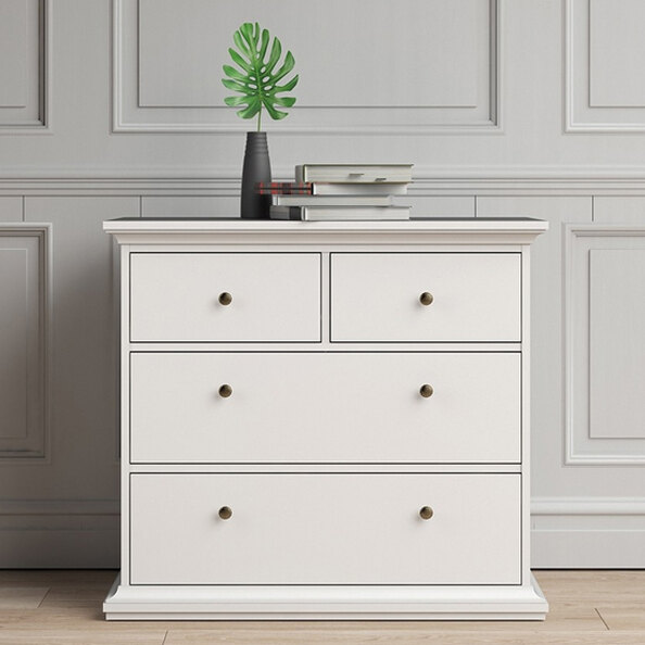 Paroya Wooden Chest Of 4 Drawers In White