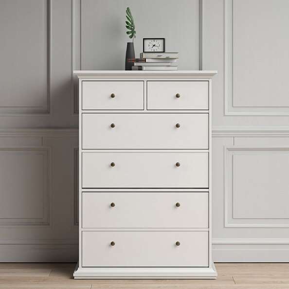 Paroya Wooden Chest Of 6 Drawers In White