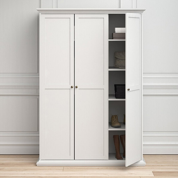 Paroya Wooden Wardrobe With 3 Doors In White