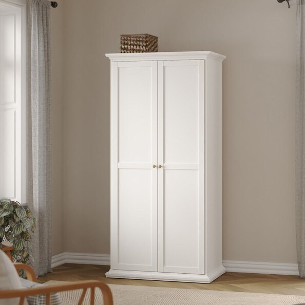 Paroya Wooden Wardrobe With 2 Doors In White