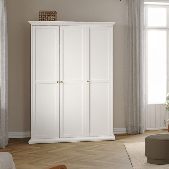 Paroya Wooden Wardrobe With 3 Doors In White