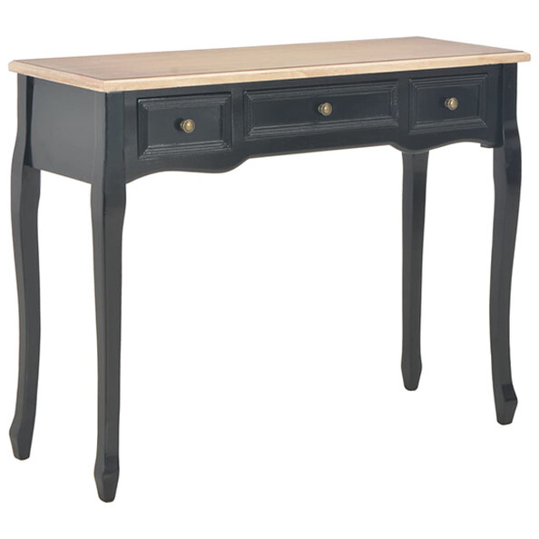 Pasgen Wooden Dressing Console Table With 3 Drawers In Black