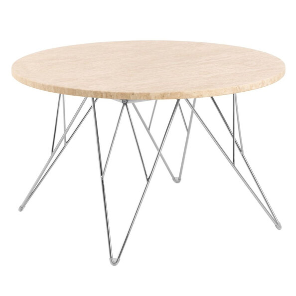 Patoka Wooden Coffee Table With Chrome Legs In Matt Beige