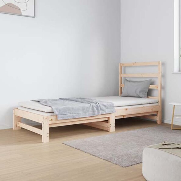 Patras Solid PIne Wood Pull-Out Day Bed In Natural