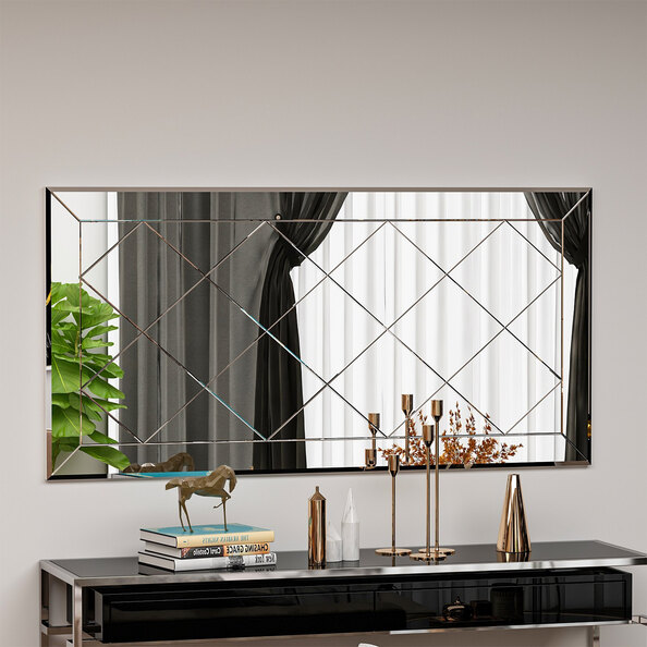 Pauli Glass Wall Mirror in White Wooden Frame