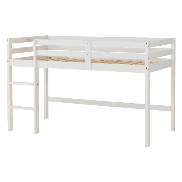 Pavia Wooden Mid Sleeper Children Bed With Ladder In White