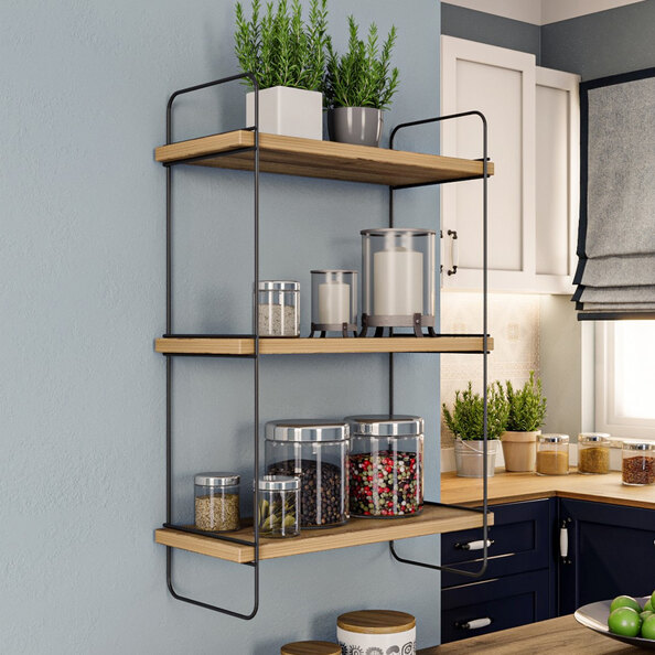 Pavilion Wooden Wall Hung Shelving Unit in Atlantic Pine