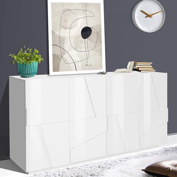 Pembroke High Gloss Storage Cabinet With 4 Doors In White