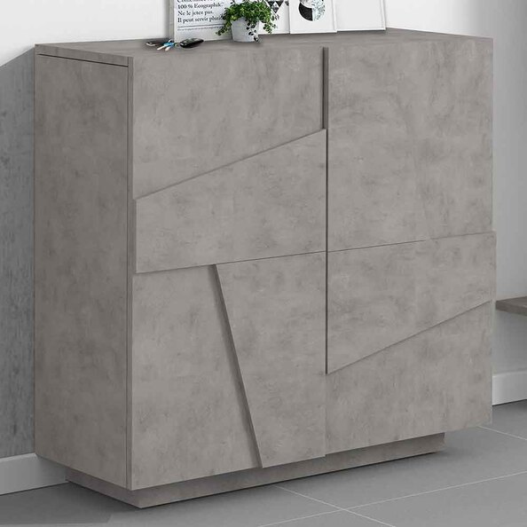 Pembroke Wooden Shoe Storage Cabinet With 2 Doors In Bronx Concrete