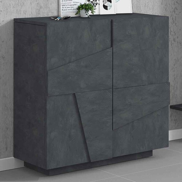 Pembroke Wooden Shoe Storage Cabinet With 2 Doors In Slate