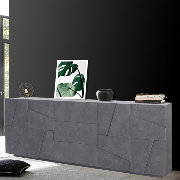 Pembroke Wooden Sideboard With 4 Doors And 3 Drawers In Slate
