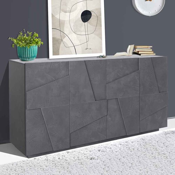 Pembroke Wooden Storage Cabinet With 4 Doors In Slate