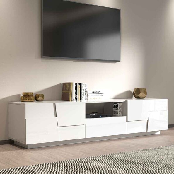 Pendleton High Gloss TV Stand With 4 Doors In White