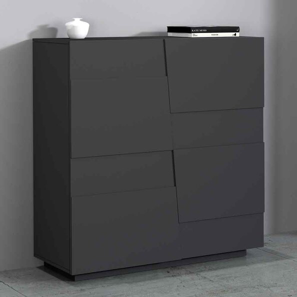Pendleton Wooden Highboard With 4 Doors In Matte Anthracite
