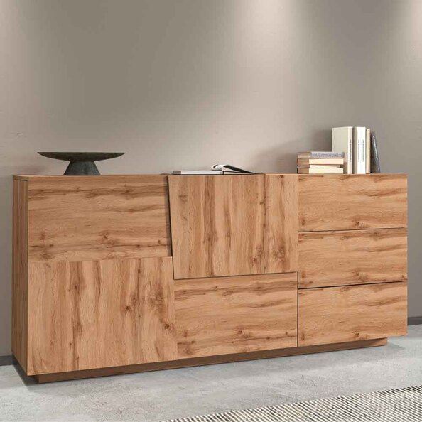 Pendleton Wooden Sideboard With 2 Doors And 3 Drawers In Wotan Oak