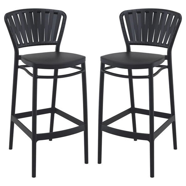 Penwell Black Polypropylene Bar Chairs in Pair