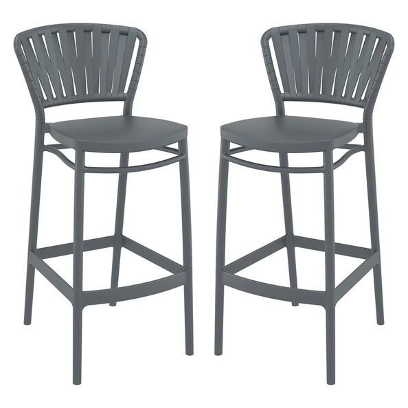 Penwell Dark Grey Polypropylene Bar Chairs in Pair