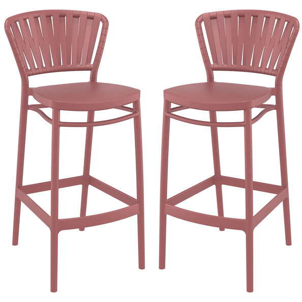 Penwell Marsala Polypropylene Bar Chairs in Pair