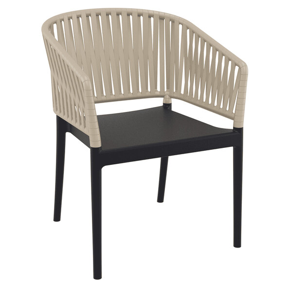 Penwell Polypropylene Outdoor Armchair In Black And Taupe