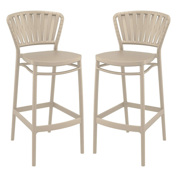 Penwell Taupe Polypropylene Bar Chairs in Pair