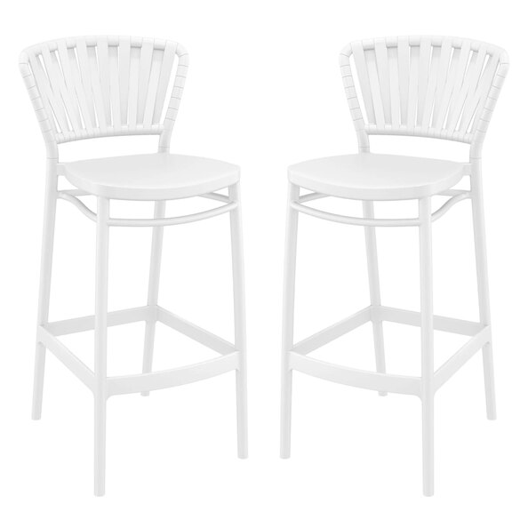 Penwell White Polypropylene Bar Chairs in Pair