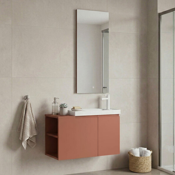 Perla Wooden Bathroom Furniture Set in Matte Cinnamon