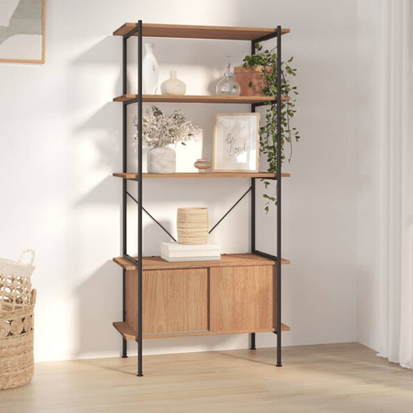 Perry Wooden 5-Tier Shelving Unit In Light Brown