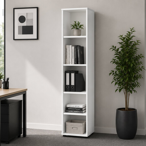 Pescara High Gloss Office Bookcase in White
