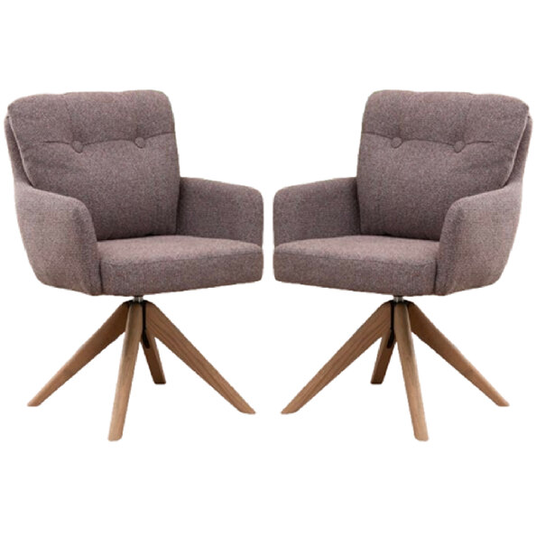 Petaluma Blush Granite Fabric Dining Chairs With Oak Legs In Pair