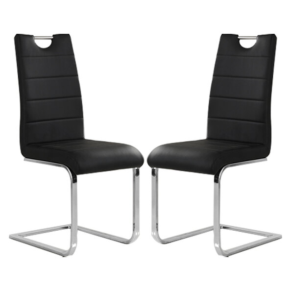 Petra Black Faux Leather Dining Chairs In Pair