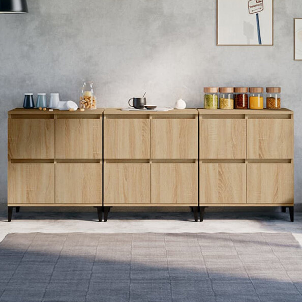 Peyton Wooden Sideboard With 12 Doors In Sonoma Oak